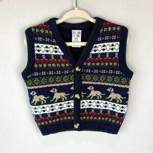 Vintage Class Club Fair Isle Puppy Sweater Vest 24M